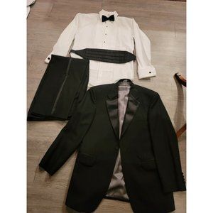 Mens STAFFORD Stafford TUXEDO 100% Wool 4-Piece SUIT sz 40RG Black
